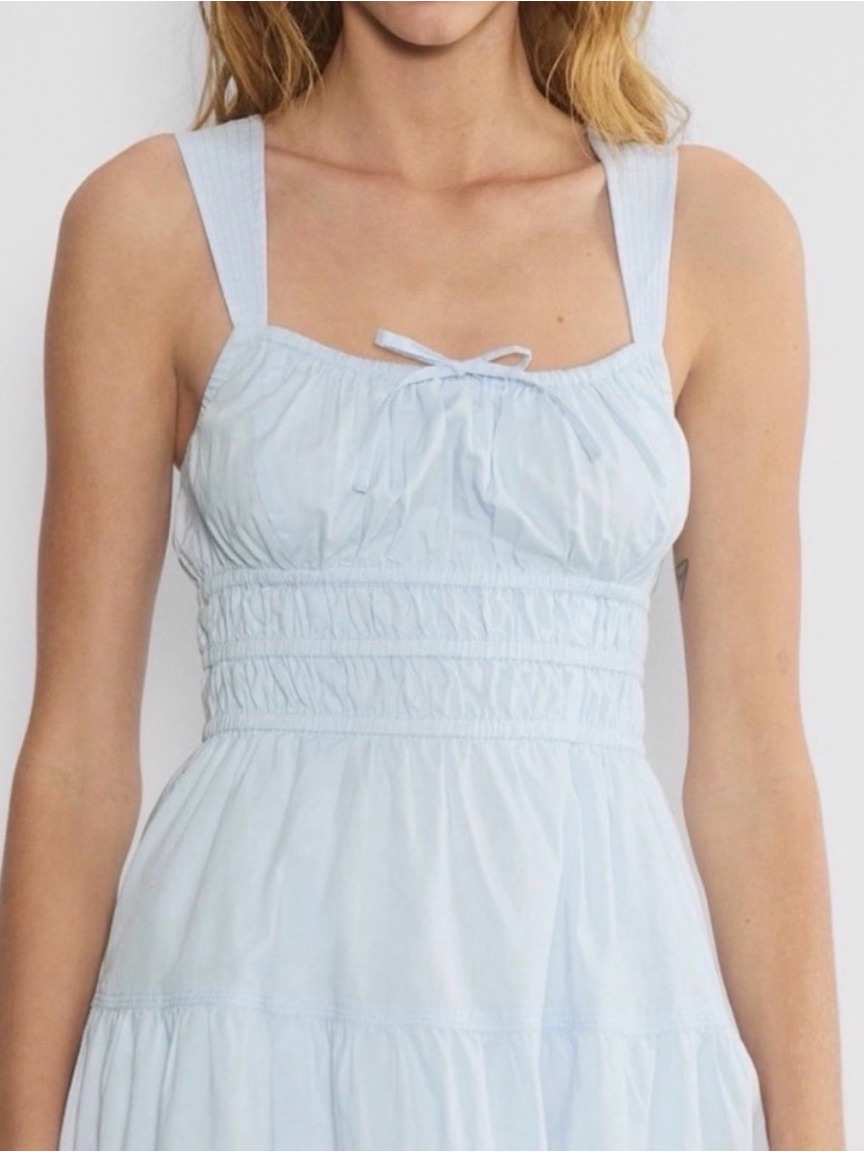 Light Blue Smocked Waist Sundress